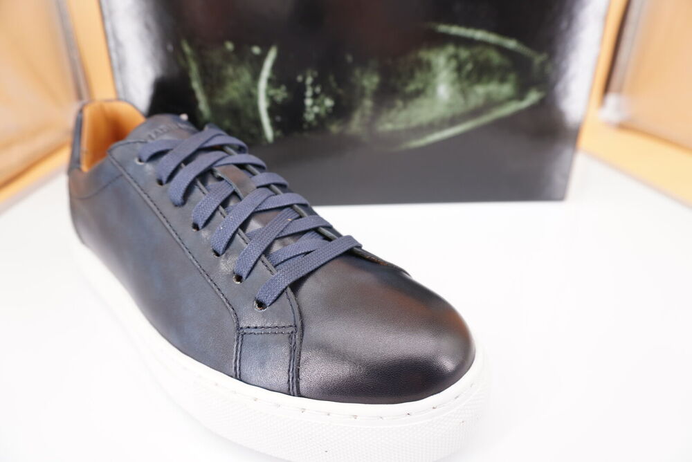 Magnanni Ashley Blue Leather Lace Up Low Sneaker SZ 7 NIB $335 Waterproof